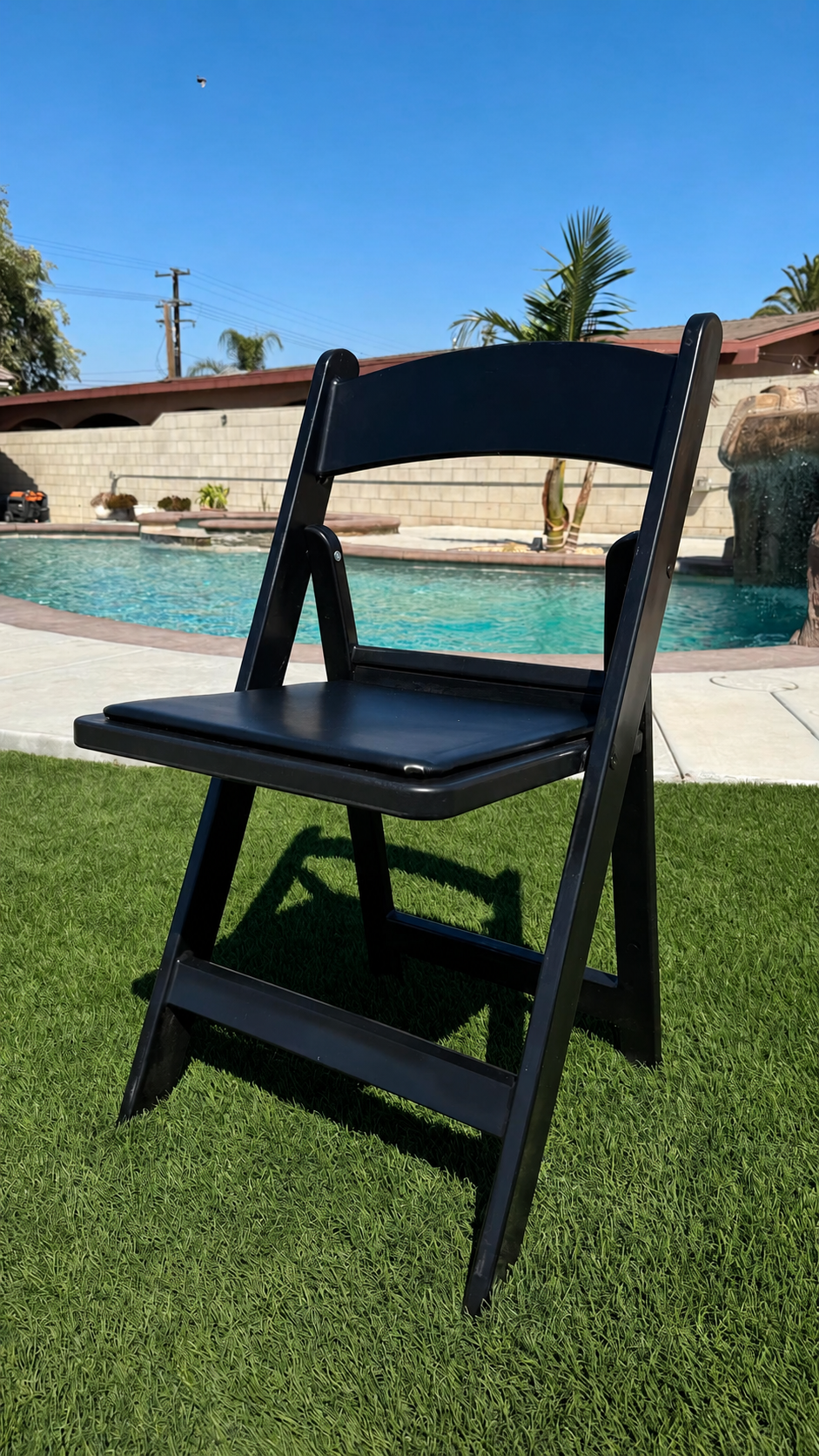 Black Folding Chair available from AJ's Party Rentals