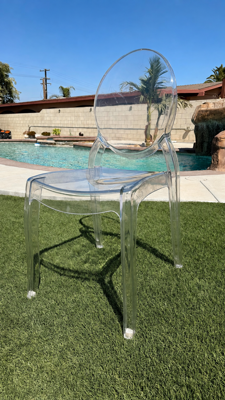 Clear Ghost Chair available from AJ's Party Rentals
