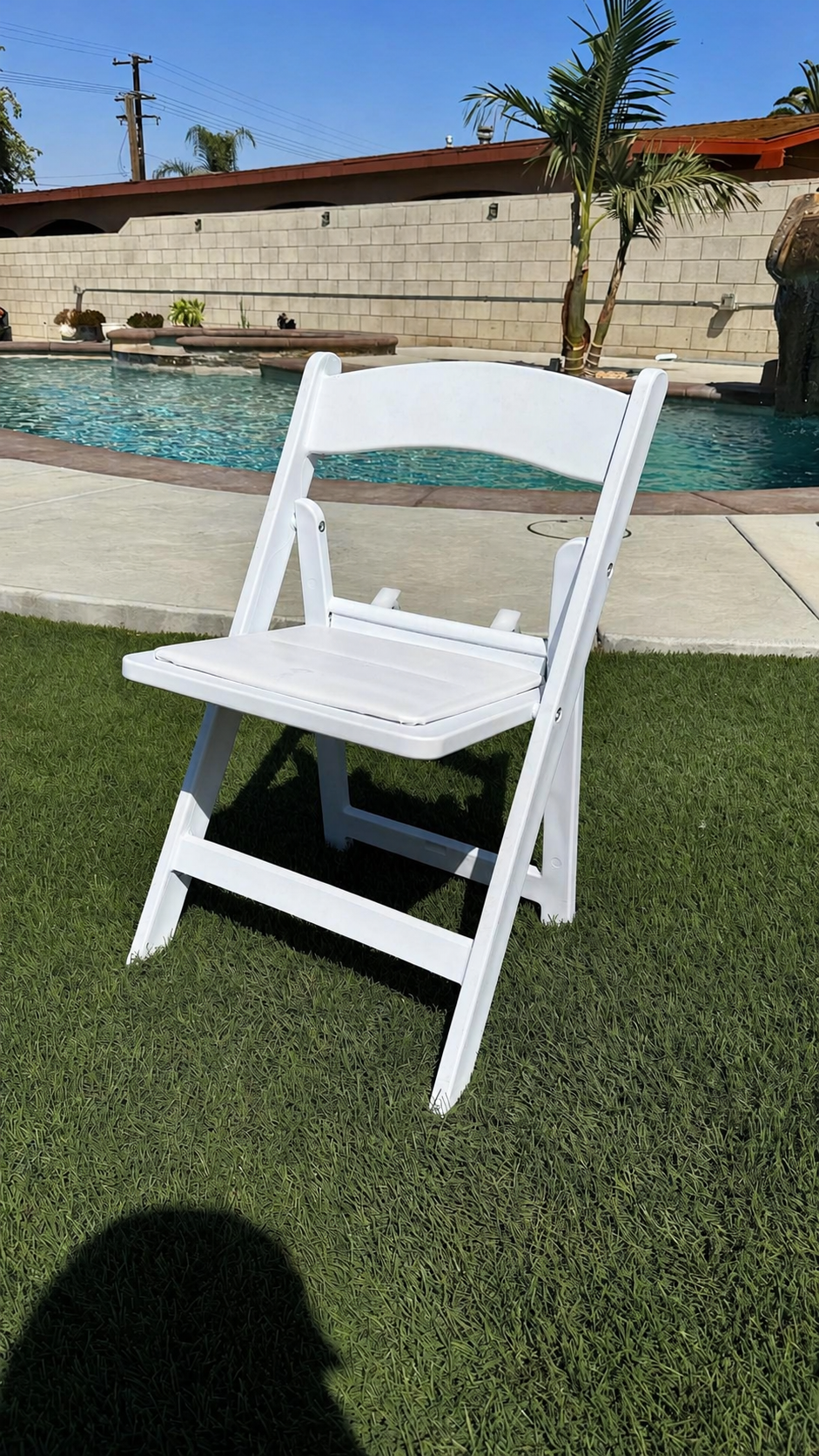 Kids White Resin Folding Chair available from AJ's Party Rentals
