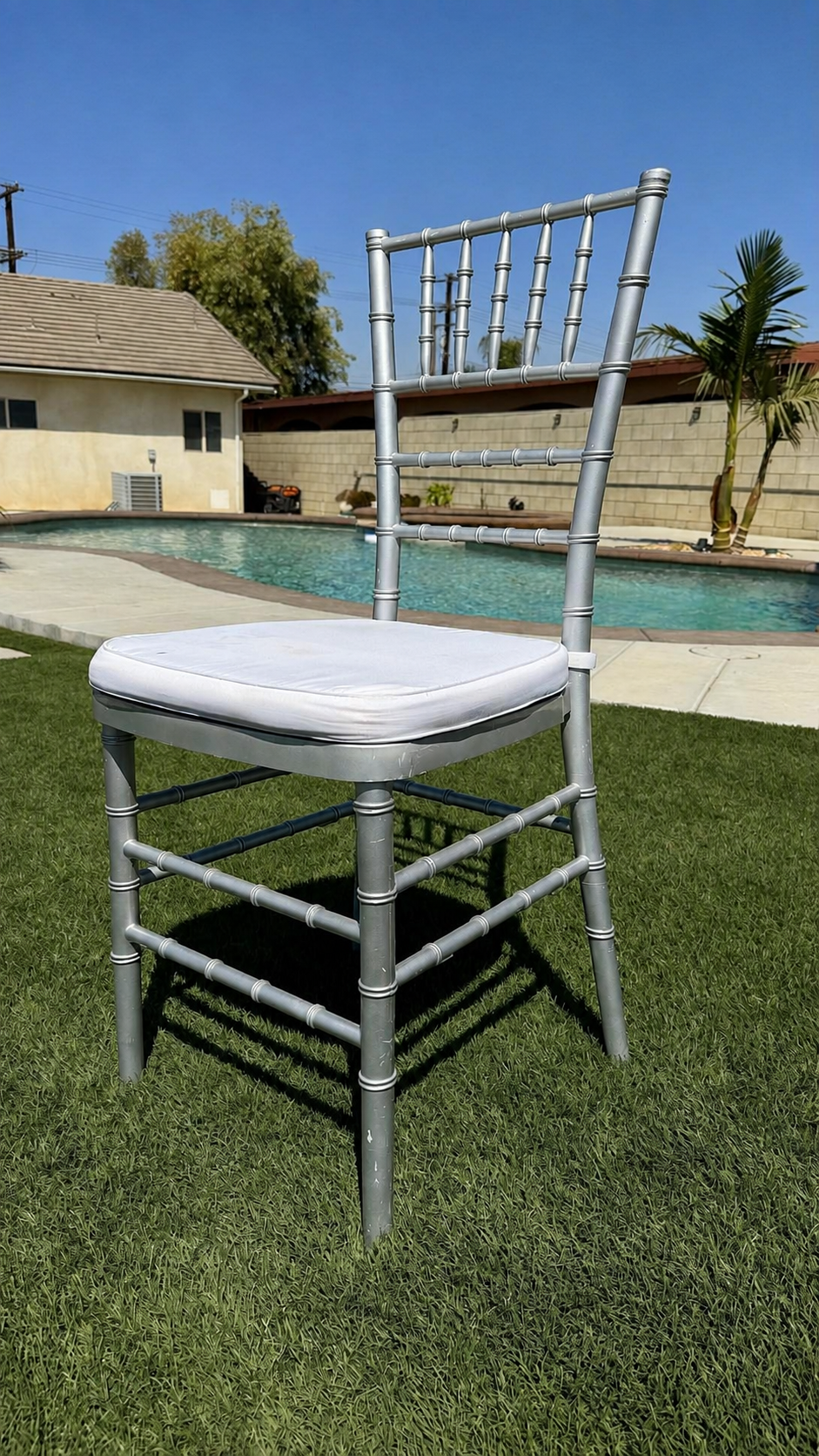 Silver Chiavari Chair available from AJ's Party Rentals